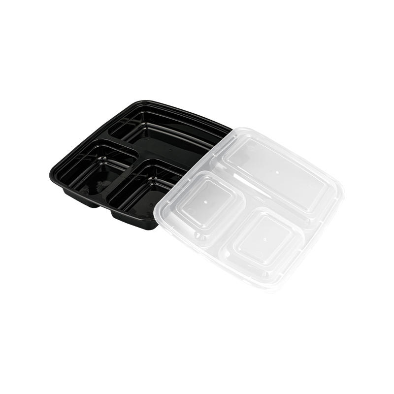 Caja de preparación de comidas de 2 compartimentos, fácil de apilar, reciclable, fiambrera de plástico