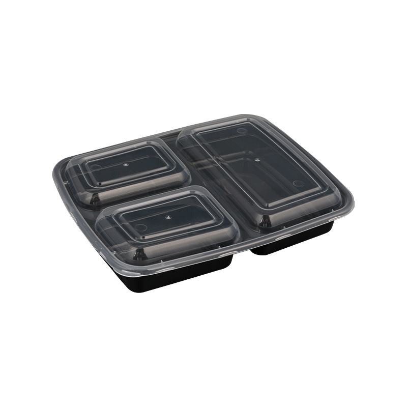 Caja de preparación de comidas de 2 compartimentos, fácil de apilar, reciclable, fiambrera de plástico