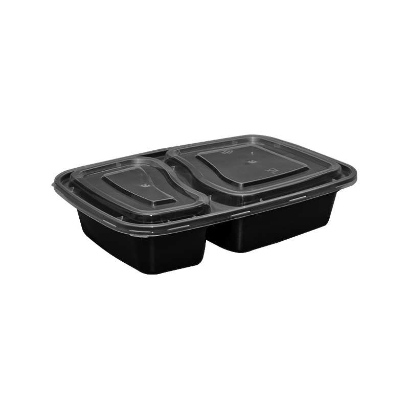 Caja de preparación de comidas de 2 compartimentos con tapa para microondas/ lavavajillas/ congelador