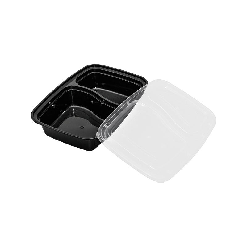 Caja de preparación de comidas de 2 compartimentos con tapa para microondas/ lavavajillas/ congelador
