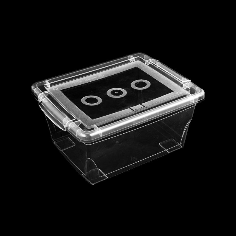 Caja apilable totalmente transparente, caja de almacenamiento con tapa