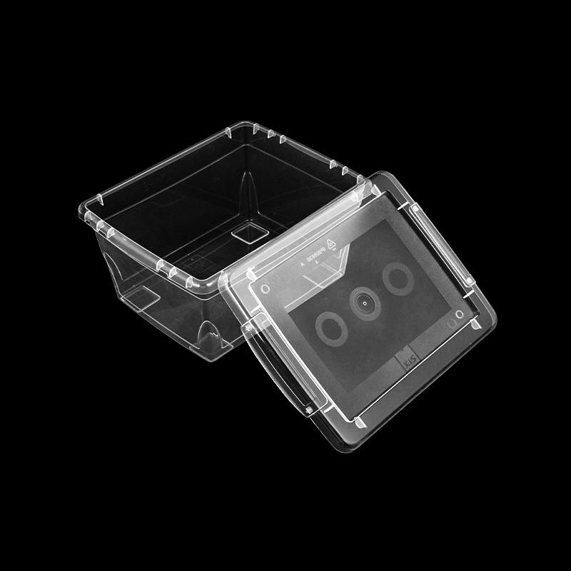 Caja apilable totalmente transparente, caja de almacenamiento con tapa