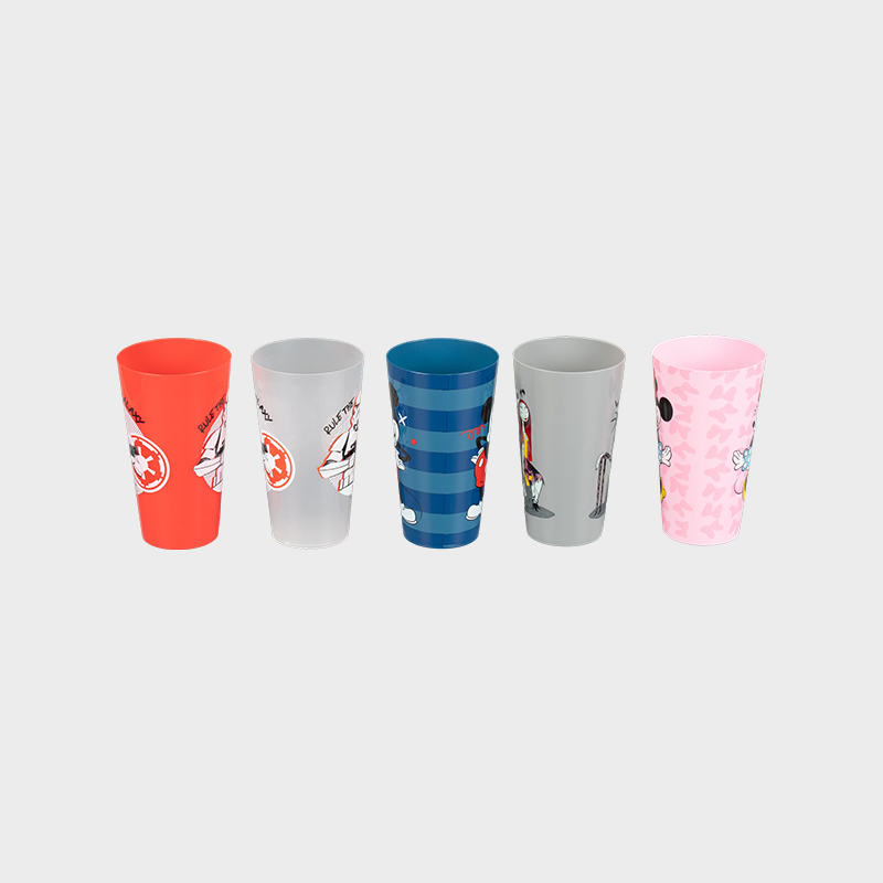 Vaso de plástico PP apilable de 1000 ml con impresión por transferencia de calor