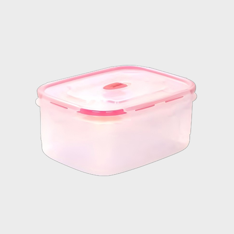 PFT003 Recipiente rectangular para almacenamiento de alimentos PP+TPR con codificación multicolor, juego de 3 unidades con tapas ventiladas sobremoldeadas sin cierre (480 ml + 1000 ml + 1800 ml)