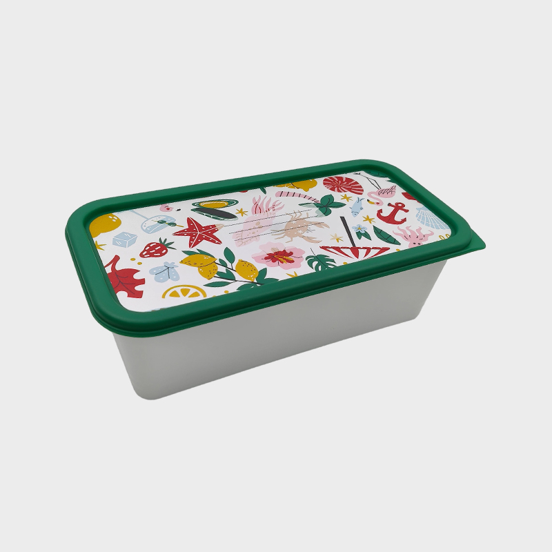 Organizador de almacenamiento decorativo de PP de 1,2 L con tapa impresa